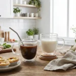 لیوان دوجداره پیرکس دسته دار